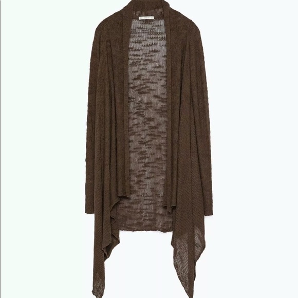 NWT ZARA KNITTED WRAP DRAPE WATERFALL CARDIGAN - Picture 7 of 8